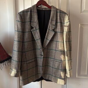 100% Pure Wool One Button Blazer  - Black Interior